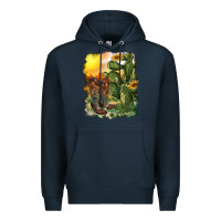Navy western boots with cactus and desert Premium Hoodie - RanaPortraitStore