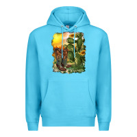 Ocean Blue western boots with cactus and desert Premium Hoodie - RanaPortraitStore
