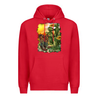 Red western boots with cactus and desert Premium Hoodie - RanaPortraitStore