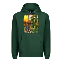 Sports Green western boots with cactus and desert Premium Hoodie - RanaPortraitStore