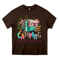 Chocolate Brown camping is my happy place Heavy Core Tee - RanaPortraitStore