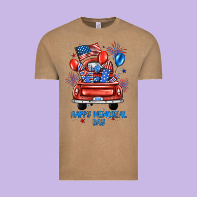 Happy Memorial Day Farm Truck Vintage Tee Designed By Jahusdesignshop