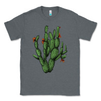 Charcoal Heather cactus with flowers Classic Tee - AdoDesignShop