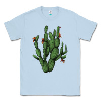 Dusty Blue cactus with flowers Classic Tee - AdoDesignShop