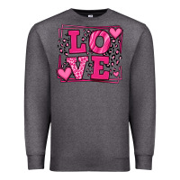 Charcoal Heather Love leopard frame Premium Sweatshirt - LillyAllenDesigns