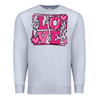 Heather Grey Love leopard frame Premium Sweatshirt - LillyAllenDesigns