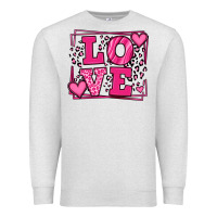 Oatmeal Heather Love leopard frame Premium Sweatshirt - LillyAllenDesigns