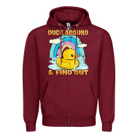 Burgundy duck around and find out Zipper Hoodie - MaliasSmallBusiness