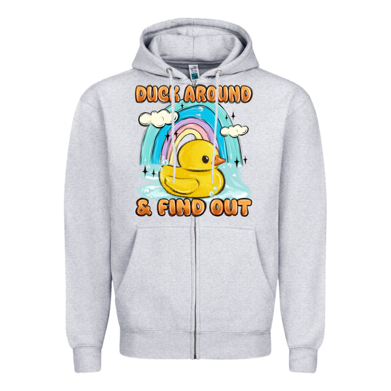 Duck Around And Find Out Zipper Hoodie by MaliasSmallBusiness | Teevron