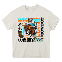 Cream western cowboy wild west Heavy Core Tee - texasbilliewilder
