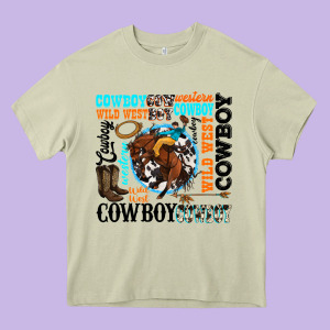 Western Cowboy Wild West Heavy Core Tee Designed By Texasbilliewilder