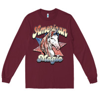 Burgundy American magic Long Sleeve Tee - NancyCooperArtShop