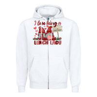 White i love being a lunch lady Zipper Hoodie - MaliasSmallBusiness