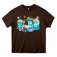 Chocolate Brown winter snowman coffee cups Heavy Core Tee - Zillion Design Studio