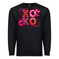 Black Xoxo Valentine's Day leopard frame Premium Sweatshirt - LillyAllenDesigns