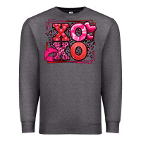 Charcoal Heather Xoxo Valentine's Day leopard frame Premium Sweatshirt - LillyAllenDesigns