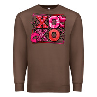 Chestnut Xoxo Valentine's Day leopard frame Premium Sweatshirt - LillyAllenDesigns