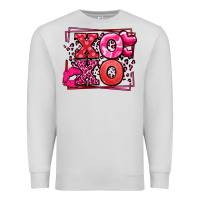 Dove Grey Xoxo Valentine's Day leopard frame Premium Sweatshirt - LillyAllenDesigns