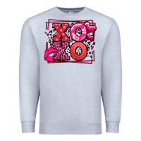 Heather Grey Xoxo Valentine's Day leopard frame Premium Sweatshirt - LillyAllenDesigns