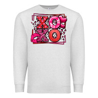 Oatmeal Heather Xoxo Valentine's Day leopard frame Premium Sweatshirt - LillyAllenDesigns
