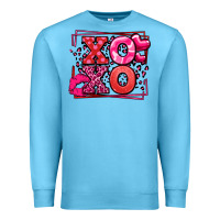 Ocean Blue Xoxo Valentine's Day leopard frame Premium Sweatshirt - LillyAllenDesigns