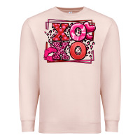 Pale Pink Xoxo Valentine's Day leopard frame Premium Sweatshirt - LillyAllenDesigns