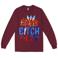 Burgundy boom bitch get out the way Long Sleeve Tee - NancyCooperArtShop