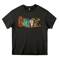 Asphalt western love bull skull with gemstone and sunflowe Heavy Core Tee - texasbilliewilder