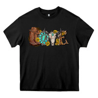 Black western love bull skull with gemstone and sunflowe Heavy Core Tee - texasbilliewilder