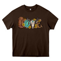 Chocolate Brown western love bull skull with gemstone and sunflowe Heavy Core Tee - texasbilliewilder