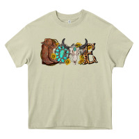 Mossy western love bull skull with gemstone and sunflowe Heavy Core Tee - texasbilliewilder