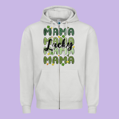 Lucky Mama Zipper Hoodie Designed By Maliassmallbusiness