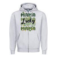 Heather Grey lucky mama Zipper Hoodie - MaliasSmallBusiness