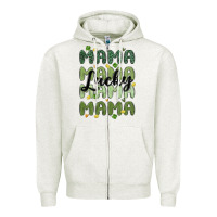 Oatmeal Heather lucky mama Zipper Hoodie - MaliasSmallBusiness