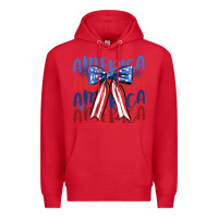 Red america ribbon Premium Hoodie - JahusDesignShop
