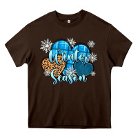 Chocolate Brown snow hearts winter season Heavy Core Tee - Zillion Design Studio