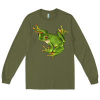 Army Green White Lipped Tree Frog Illustrations Long Sleeve Tee - LillyAllenDesigns