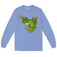 Colony Blue White Lipped Tree Frog Illustrations Long Sleeve Tee - LillyAllenDesigns