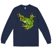 Navy White Lipped Tree Frog Illustrations Long Sleeve Tee - LillyAllenDesigns
