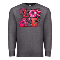 Charcoal Heather Love Valentine's Day leopard frame Premium Sweatshirt - LillyAllenDesigns
