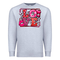 Heather Grey Love Valentine's Day leopard frame Premium Sweatshirt - LillyAllenDesigns