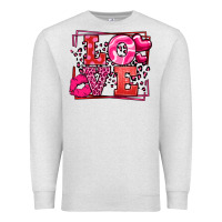 Oatmeal Heather Love Valentine's Day leopard frame Premium Sweatshirt - LillyAllenDesigns