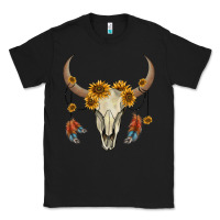 Black bull skull sunflowers and feathers Classic Tee - AdoDesignShop