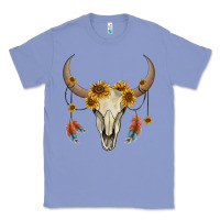 Colony Blue bull skull sunflowers and feathers Classic Tee - AdoDesignShop