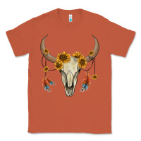 Copper bull skull sunflowers and feathers Classic Tee - AdoDesignShop