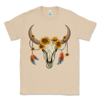 Mushroom bull skull sunflowers and feathers Classic Tee - AdoDesignShop