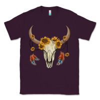 Plum bull skull sunflowers and feathers Classic Tee - AdoDesignShop