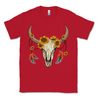 Red bull skull sunflowers and feathers Classic Tee - AdoDesignShop