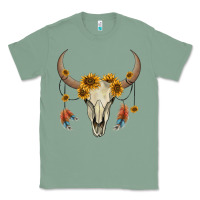 Sage bull skull sunflowers and feathers Classic Tee - AdoDesignShop