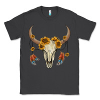 Smoke bull skull sunflowers and feathers Classic Tee - AdoDesignShop